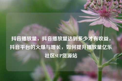 抖音播放量，抖音播放量达到多少才有收益，抖音平台的火爆与增长，如何提升播放量亿乐社区SUP货源站  第1张