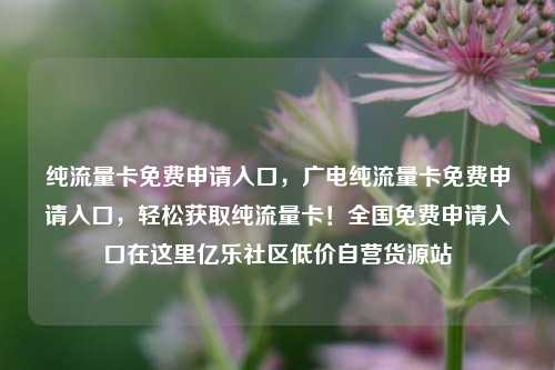 纯流量卡免费申请入口，广电纯流量卡免费申请入口	，轻松获取纯流量卡！全国免费申请入口在这里亿乐社区低价自营货源站  第1张
