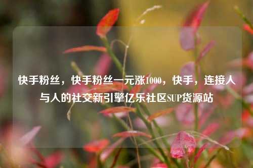 快手粉丝	，快手粉丝一元涨1000，快手，连接人与人的社交新引擎亿乐社区SUP货源站  第1张