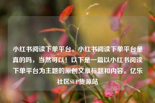 小红书阅读下单平台，小红书阅读下单平台是真的吗，当然可以！以下是一篇以小红书阅读下单平台为主题的原创文章标题和内容。亿乐社区SUP货源站  第1张