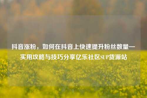 抖音涨粉	，如何在抖音上快速提升粉丝数量—实用攻略与技巧分享亿乐社区SUP货源站  第1张