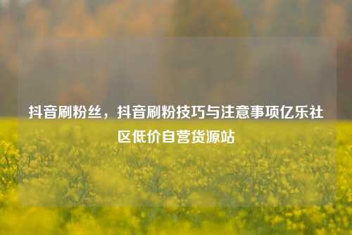抖音刷粉丝，抖音刷粉技巧与注意事项亿乐社区低价自营货源站  第1张