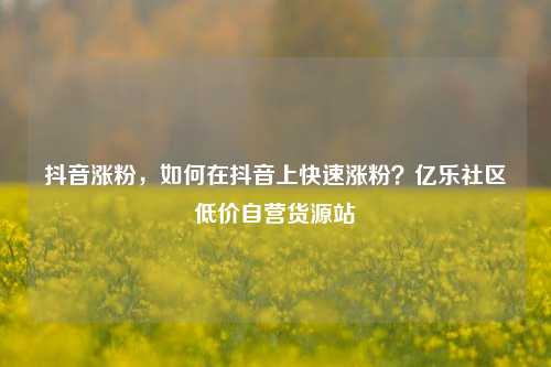 抖音涨粉，如何在抖音上快速涨粉？亿乐社区低价自营货源站  第1张
