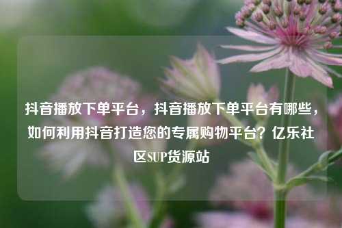抖音播放下单平台，抖音播放下单平台有哪些，如何利用抖音打造您的专属购物平台？亿乐社区SUP货源站  第1张
