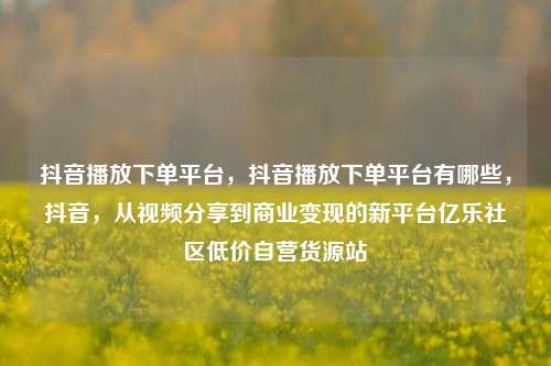 抖音播放下单平台	，抖音播放下单平台有哪些，抖音，从视频分享到商业变现的新平台亿乐社区低价自营货源站  第1张