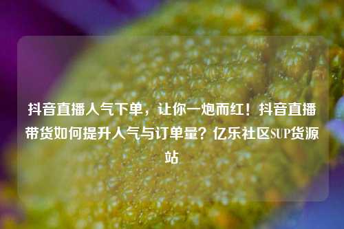 抖音直播人气下单，让你一炮而红！抖音直播带货如何提升人气与订单量？亿乐社区SUP货源站  第1张