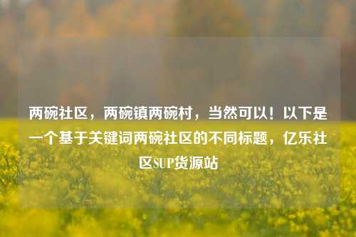 两碗社区，两碗镇两碗村	，当然可以！以下是一个基于关键词两碗社区的不同标题，亿乐社区SUP货源站  第1张